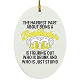 22Feels Bartender Christmas Ornament Mixologist Pendant Xmas Tree Decoration Hanger Oval Shape