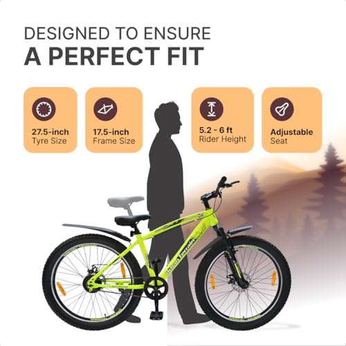 Urban Terrain Bolt Pro Cycle/Bicycle MTB 27.5T Single Speed with Front Suspension & Dual Disc Brake Bicycle for Men/Boys Mountain Bike | Ideal for 15+ Years,Unisex, Frame Size :17.5 inch (Green)