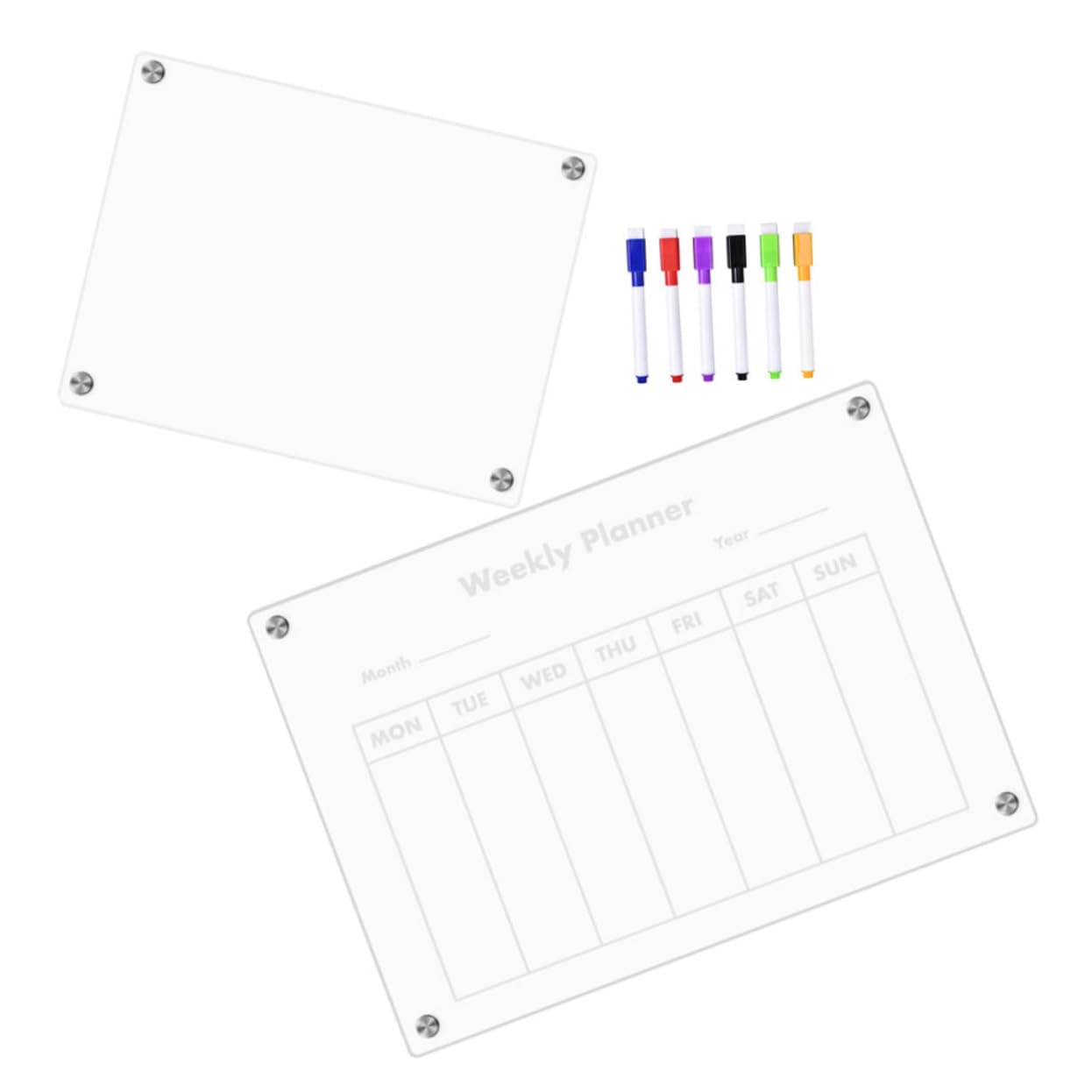 NUOBESTY Calendrier Magnétique Planificateur Hebdomadaire pour Réfrigérateur 2025 en Acrylique Tableau Blanc Effaçable à Sec Transparent Cuisine