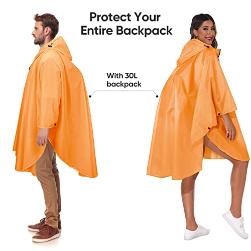 Pteromy Hooded Rain Poncho With Pocket+Hooded Rain Poncho With Pocket And Zipper #TOP4