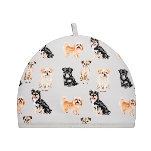 SiXsigma Sports Tea Cosy For Insulated Teapot Warmer (35x27x3cm) - Quick Dry Cotton Small Medium Large Teapot Funny and Trendy Design - Ideal For Women (Cute Dog Puppy)
