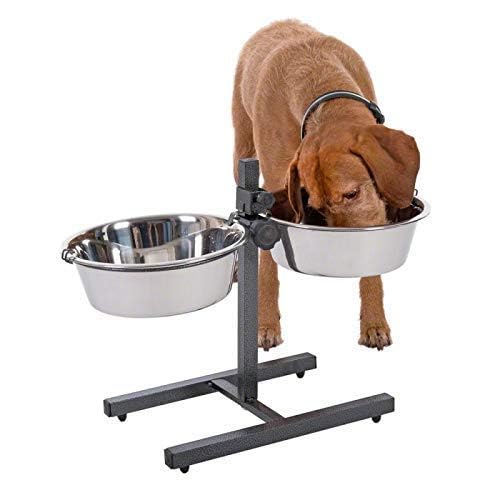 Movson Double Diner Dog Bowl | Adjustable Elevated Pet Feeder Raised Dog Food Bowl | Dog Feeding Station H-Base Double Bowl Stand | Stainless Steel Removable Bowls | Large (1600 ml x 2) (B0D1VLVQRB) Amazon Price History, Amazon Price Tracker