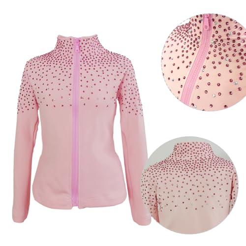 LIUHUO Ice Skating Jacket Girls Women Stretch Fleece Skate Coat Training Wear Figure Skating Tops