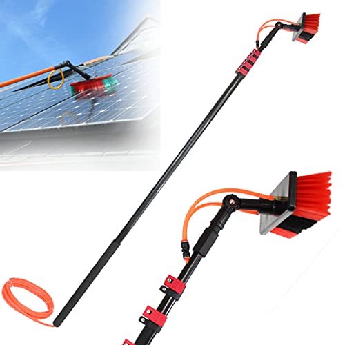 Cepillo y Palo para Limpieza de Paneles solares, Palo para Limpieza de Ventanas, Kit para Limpieza de Ventanas, Palo Alimentado con Agua o Manguera, Equipo para Cepillo de Limpieza de Venta
