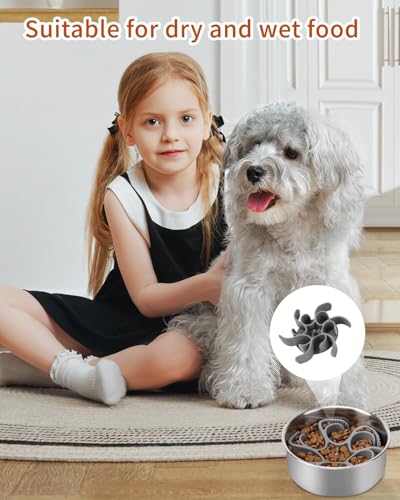Cexovo Hunde Langsamer Fressnapf Anti Schling Einsatz für Napf Anti Schling Napf Hund Silikon Slow Feeder Hundenapf Einfügung mit Saugnäpfe rutschfest für Hunde und Katzen
