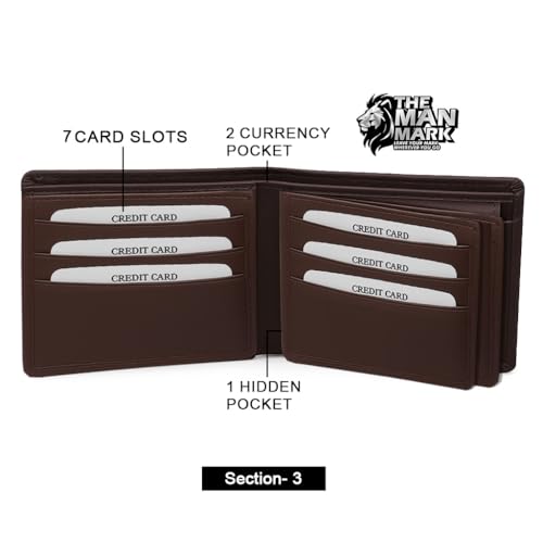 Image of Mens Wallets - Full Grain Original Leather RFID Wallet for Men, 7 Card Slots, 1 Hidden Pocket & 3 ID Windows (Large, Brown)