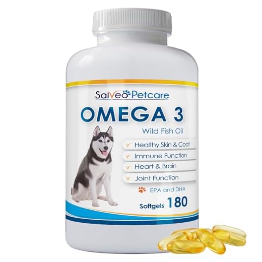 Omega 3 Fish Oil for Dogs - Natural Pet Supplement for Shiny Coat - Wild Caught More EPA & DHA Than Salmon Oil - 180 Capsules No Fishy Smell or Mess - Ideal for Medium Large Dogs
