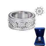 ✦ Beweglicher Herrenzahnradring, Fidget-Ring für Angst-Teenager, Mood-Ringfidget-Spielzeug, mechanischer Zahnrad-Drehring, ideal für Männer und Frauen.
