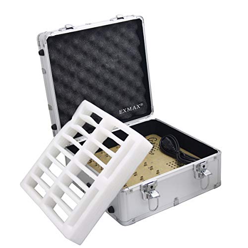 Estuche de carga EXMAX de aleación de aluminio con 32 ranuras y puerto de carga Mini USB para sistema profesional inalámbrico de guía turística con transmisor y receptor miniatura 5