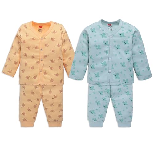 Image of LuvLap Baby Boys & Girls Full Sleeve100% Cotton Jhabla & Pyjama Sets Pack of 2