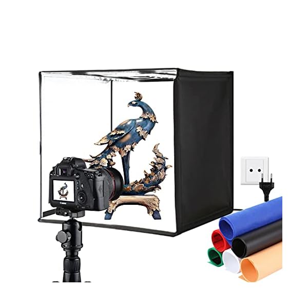 PULUZ Fotostudio 15.7’/40CM Weißlicht Dimmbar Lichtzelt Tragbare Faltbare Studiobox für Business-Produktverkaufsartikel Online mit Weichem Tuch 2 Lightboard und 3 PVC-Farben/3 Vlies-Hintergründe