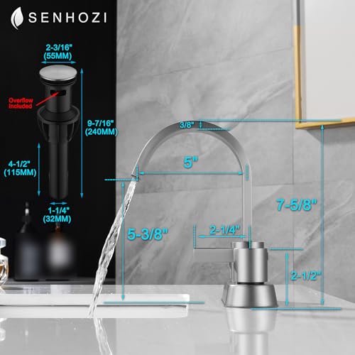 Senhozi 4 Inch Centerset Bathroom Faucets, Brushed Nickel Bathroom Faucet by Senhozi - Used condition - Image 6