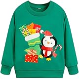 Toddler Boys Christmas Sweatshirts Long Sleeve Pullover Shirts Penguin Sweaters Xmas Cartoon Tee Sport Tops 8t