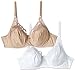 Hanes Women's Lace Trim Underwire Bra 2-PackWhite/Nude