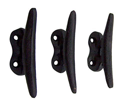 Nautical Black Cast Iron Boat Cleat Wall Hooks, 3.5 Inches, Set Of 3 #TOP3