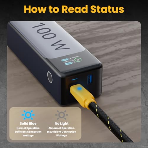 STARGEAR Starlink Mini Cable 6.5FT, 16AWG Starlink Cable with Indicator Light 140W USB C to DC, Braided Wear-Resistant Accessories for Starlink Work with 20V/100W, 28V/140W PD Power Source (Yellow) by STARGEAR - Image 2