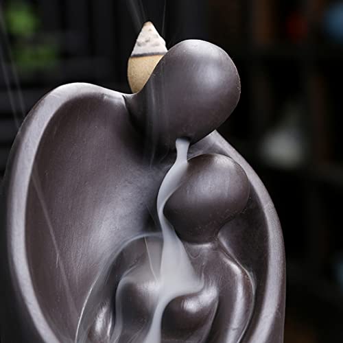 Brûleur d'encens à reflux couple abstrait en céramique pour salon