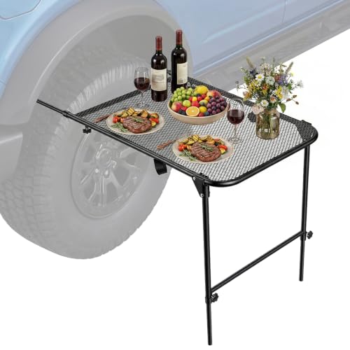 ilkqeppe Folding Table Mesa de Camping Plegable de Hierro Negra Rectangular 40 x 19 x 32 pulgadas