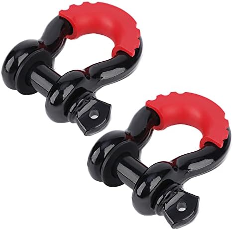 OFF ROAD BOAR D Ring Shackles 3/4" (2 Pack) - Tow Shackles 44,000lb Break Strength, Heavy Duty D Ring with Isolator & Washers, Tow Rope Shackles for Vehicle Recovery, Winch Accessories (Red/Black)