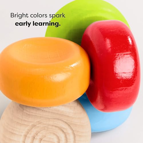 Image of HABA Color Drops Wooden Grasping & Baby Teether Toy - Sensory Toys for Babies & Rattle with Elastic Threading for Ages 6 Months and Up