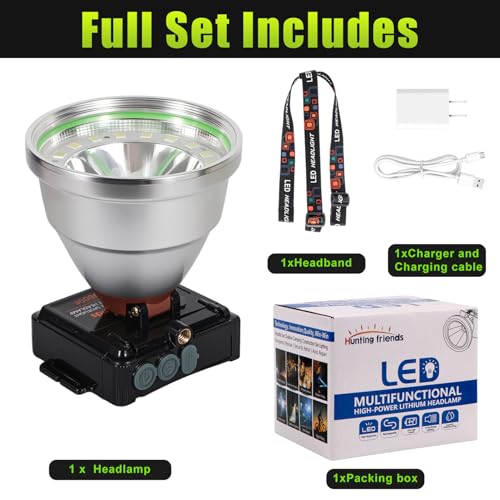 Linterna frontal LED recargable con pantalla de alimentación para evitar apagones 7