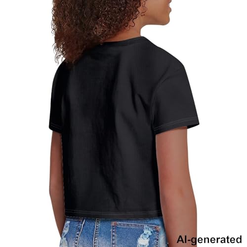 Image of Cute Crop Tops for Girls Short Sleeve Summer T Shirts Fashion Graphic Tees Crew Neck Pullover Tee 5-14 Years