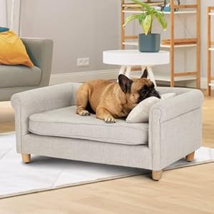 dCee Divano letto per cani, 83 cm, grigio chiaro, per cani di taglia media fino a 31,8 kg, offre un morbido comfort vellutato, supporto articolare e una federa lavabile per una pulizia pratica - immagine 2