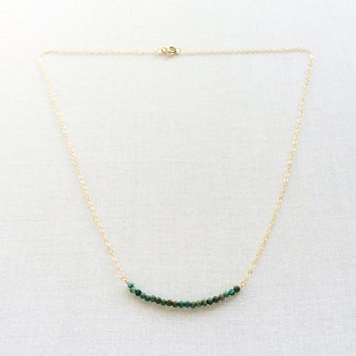 JEWELZPiccolo collana Turchese, Dainty collana Turchese, oro Turchese collana, collana Piccolo Turchese, perline Turchese, lunghezza 1.5 mm