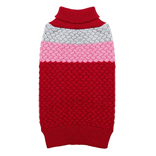 KYEESE Dogs Sweaters for Small Dog Turtleneck Dog Knitwear Dog Clothes,Red,M