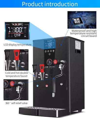 Espumador de Leche, máquina Comercial automática para hervir Agua con Vapor, 3000 W de Alta Potencia, Calentamiento rápido de 50 l/h, Ideal para café, té con Leche y postres. Inclu,Black