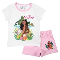 Disney Vaiana Ensemble, T Shirt + Short, Garçon et Fille, Blanc, 3 Ans (Lot de 2) Mixte Enfant