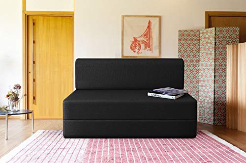 Aart Store Two Seater Folding Sofa Cum Bed Furniture 4×6 Feet for Home & Living Room Washable Cover- (Black) Aart Store Two Seater Folding Sofa Cum Bed Furniture 4×6 Feet for Home & Living Room Washable Cover- (Black)
