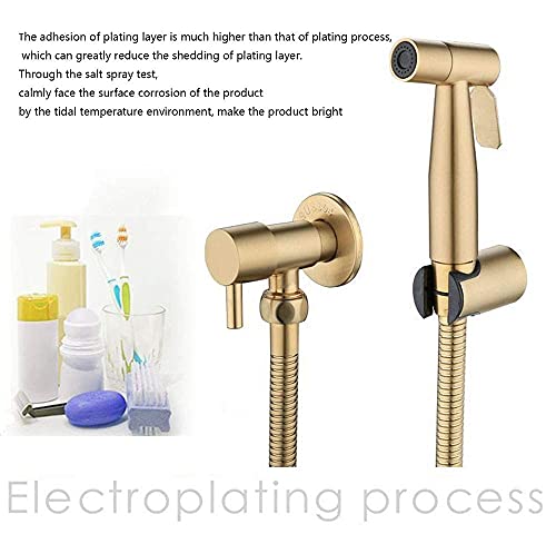 LOSCHEN Bidet Toilettensprüher, Hand Bidet Sprayer, Bidet Handbrause, Edelstahl Duschkopf Bidet Armaturen für Haustierbad/Körperpflege/WC (Gold)
