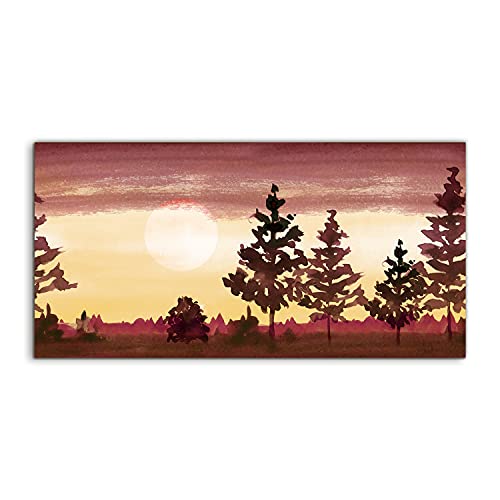 Art murale acryl photo motif forêt paysage naturel décoration salon chambre 100x50cm