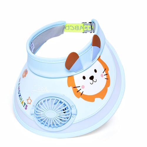 Kids Visor, Sun Visor Hat with USB Charging Fan, Cute Cartoon Design, Wide Brim Empty Top Sunhat for Boys Girls Outdoor 6