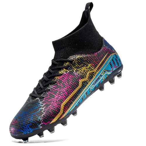 Image of Soccer Cleats Mens High Tops Football Cleats Professional Athletic | soft breathable synthetic leather,anti-slip studded outsole,training and competition cleats men