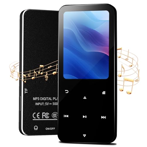 144GB MP3 Player, Bluetooth 5.2 Music Player, HiFi Sound Digital Music, Built-in HD Speaker, FM Radio, Voice Recorder, Earphones Included, MP3 Player for Friends, Kids, Students, Seniors (Black)