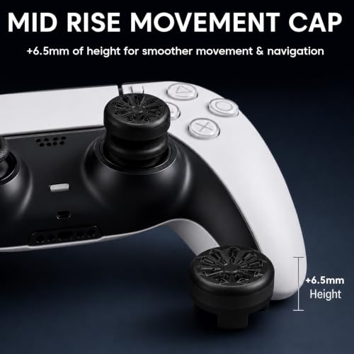 Image of Sounce FPS Freek Galaxy Thumbstick Caps for PS4 & PS5 Controller | Non-Slip Rubber Joystick Cover | 1 High-Rise + 1 Mid-Rise Concave Analog Grip | Improved Accuracy & Comfort (Black)
