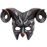 VZQI Devil Mask Krampus Mask Sheep Half Face Halloween Masquerade Cosplay Props For Adults Red