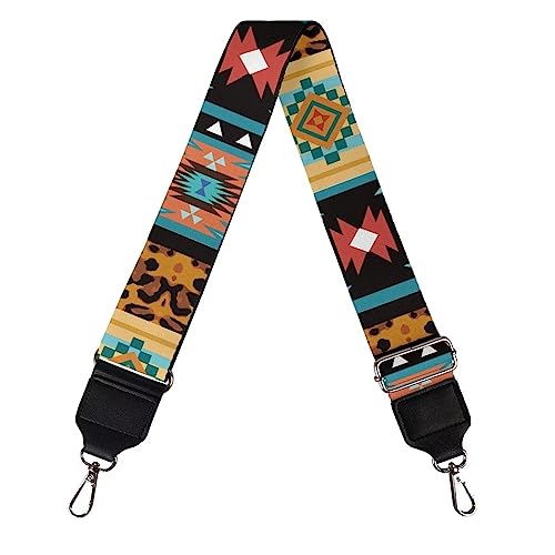 Image of Wide Bag Straps Replacement Crossbody Geometric Aztec Guitar Straps for Handbags /Purses /Messenger /Duffel Bags Backpack Straps Replacement Adjustable Length from 30 inch to 50.3 inch