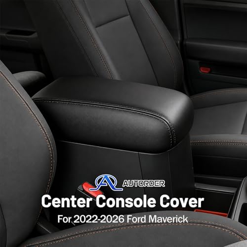 Image of Autorder Center Console Cover for 2022-2025 2026 Ford Maverick Accessories Armrest Cover Anti-Scratch Middle Console Pad Leather Armrest Protector