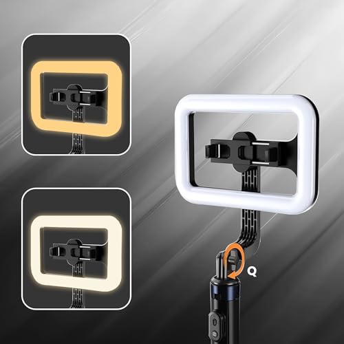 Image of Kratos K46 Big LED Light with 72 Inch Selfie Stick Tripod Stand for Phone, Bluetooth Remote for Content Creators, Reels, YouTube, Travelling & Makeup, Compatible with GoPro, iPhone & Smartphones
