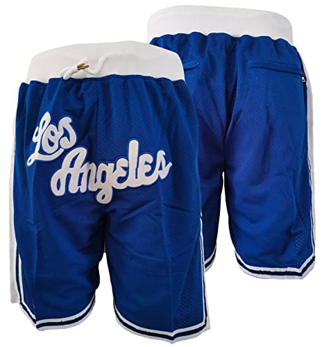 Mjstar Men Women Sports Basketball Shorts Mesh Embroidered With Pockets Workout Gym Fans Athletic Dry Shorts Gift Blue S #TOP2