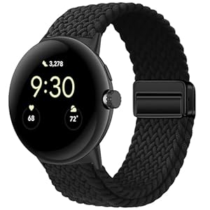 Issinlky Nylon Gevlochten band Compatibel met Google pixel, Elastische Magnetische Gesp horlogeband voor Google Pixel Watch/Google Pixel Watch 2 Mannen Vrouwen