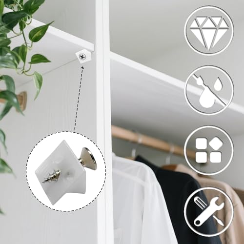TXXATX Rückwandverbinder 200 Stück Schrankrückwand Befestigung Weiß Schubladen Keile mit Schrauben Rückwandschrauben Schubladenboden Verstärkung für Bücherregale Schubladen Schuhregal Tisch