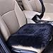 Inzoey Sheepskin Car Front Seat Cover Pad 18x18inch Long Wool Seat Cushion Winter Warm Universal Fit Auto, SUV, Truck, Dinner Chair Office Chair (Black)