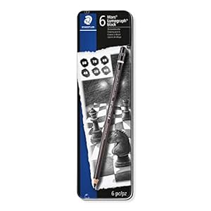 Staedtler 100B G6 ST Mars Lumograph Potloden, Zeskantige Vorm, Hoge Kwaliteit, Zwart, 6 Stuks
