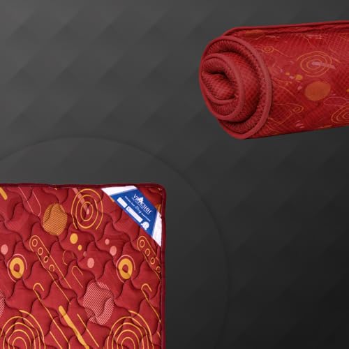 Image of Premium PU Foam Rolling Foldable Mattress for Floor | Folding /Lightweight /Travel /Yoga /Outdoor /Camping /Portable Mat, Single Size Soft Slim Gadda Roll-Up Guest Bed | 2 Inch, Red, 72x30 inches