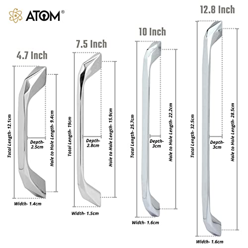 Image of Atom 10 inches Zinc Pull Handle | CPPT Finish | Office Wardrobe Furniture Kitchen Drawer Cabinet Push Bar, 229, Pack of 2