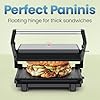 Chefman Panini Press, Indoor Grill and Gourmet Sandwich Maker, Nonstick Plates Open 180 Degrees, Floating Hinge for Thick Bread and Rolls, Stainless-Steel Finish with LED Indicators, 2 Slice - Black